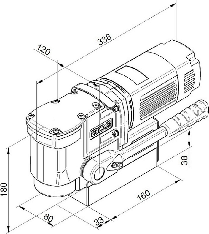 Размеры магнитного сверлильного станка FE 36 SX Размеры магнитного сверлильного станка FE 36 SX